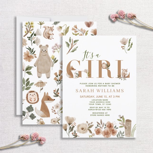 Invitation Boho Woodland Animals C'est un Baby shower de fill (Créateur téléchargé)
