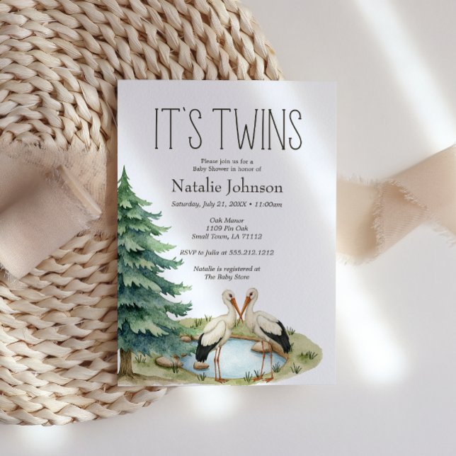 Invitation Boho Woodland Animaux Jumeaux Baby shower (Créateur téléchargé)