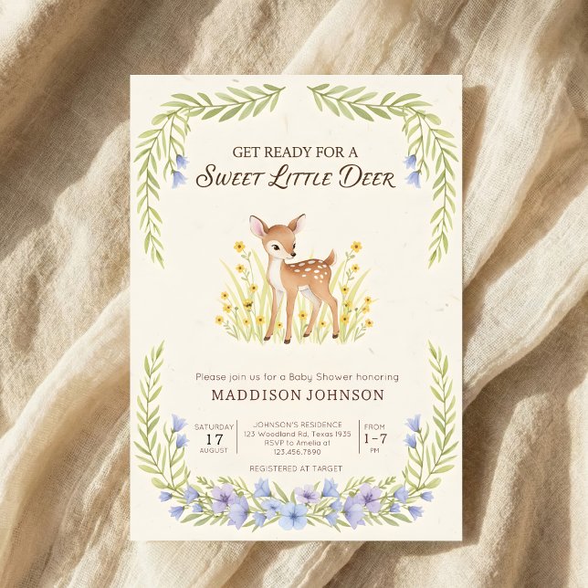 Invitation boho woodland deer greenery baby shower (Créateur téléchargé)