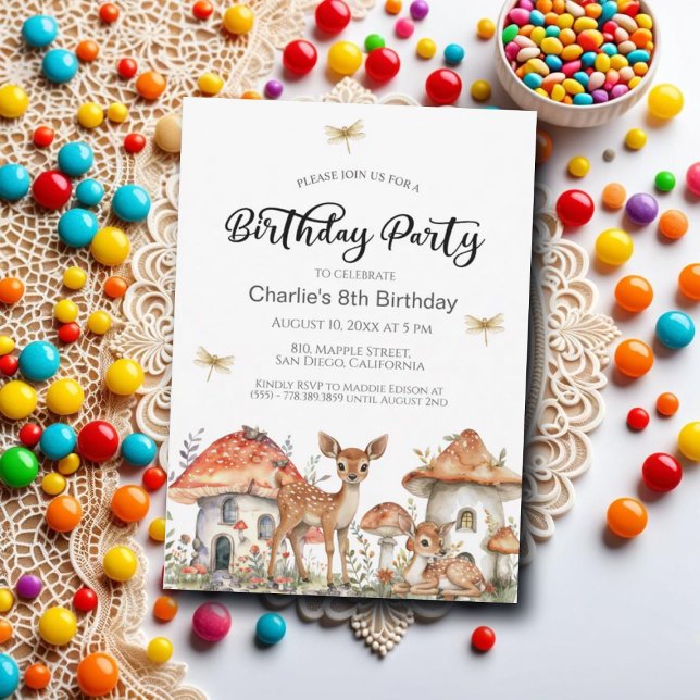 Invitation Boho Woodland Forest Animaux 8e anniversaire (Créateur téléchargé)