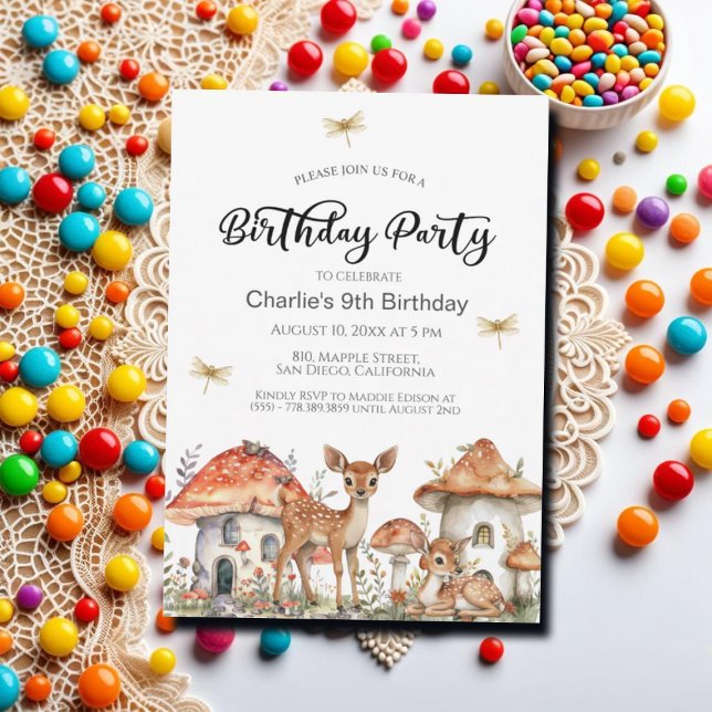 Invitation Boho Woodland Forest Animaux 9e fête d'anniversair (Créateur téléchargé)