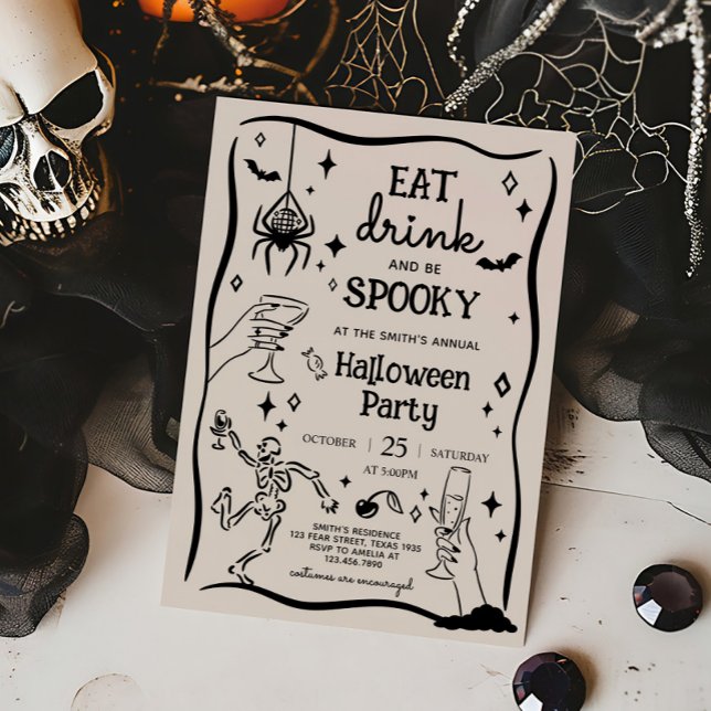 Invitation Boire à manger et fête Éffrayante d'Halloween (Eat Drink and Spooky Halloween Party Invitation
)