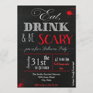 Invitation Boire à manger être effrayant rouge Halloween Invi