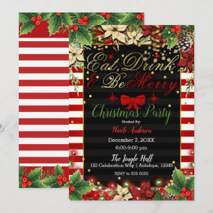 Invitation Boire à manger Soyez Joyeux Bow rouge Noël Fête de