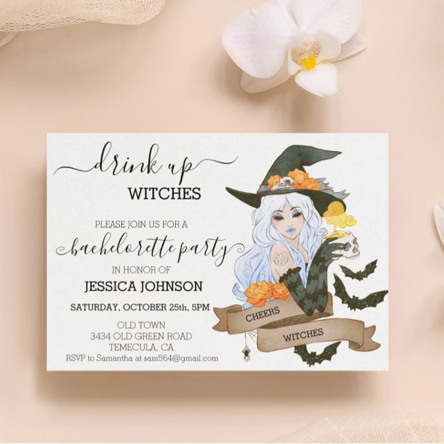 Invitation Boire des sorcières Bachelorette fête Halloween (Créateur téléchargé)