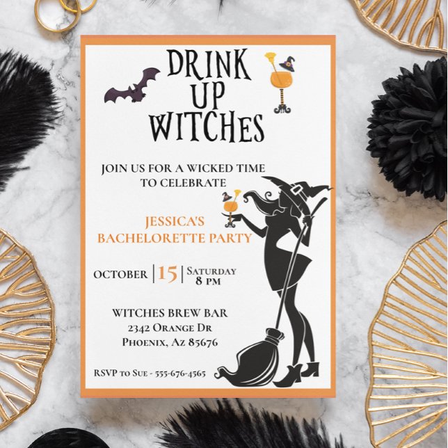 Invitation Boire des sorcières Bachelorette Halloween Octobre (Créateur téléchargé)
