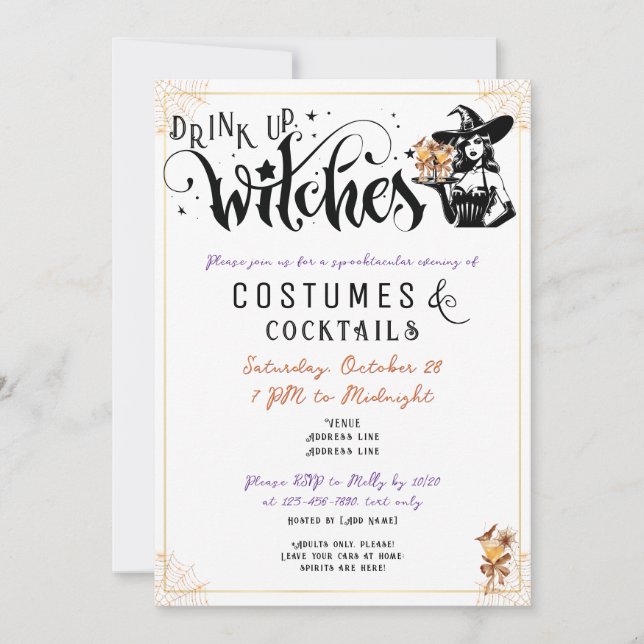 Invitation Boire des sorcières Costumes Cocktails Partie Hall (Devant)