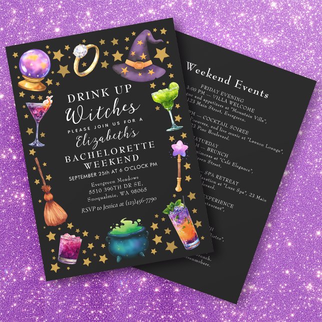 Invitation Boire des sorcières Éffrayant Bachelorette Week-en (Créateur téléchargé)