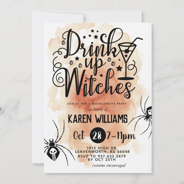 Invitation Boire des sorcières Halloween Bachelorette Party (Devant)