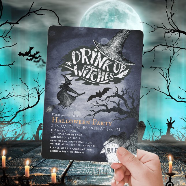 Invitation Boire des sorcières nuit Sky Halloween Party (Créateur téléchargé)