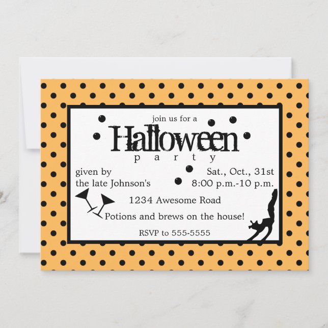 Invitation Boire des sorcières Polka Dot Halloween (Devant)