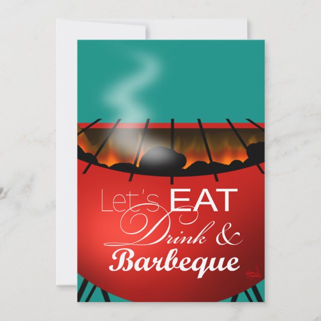 Invitation Boire et barbecue 4 juillet barbecue familial (Devant)