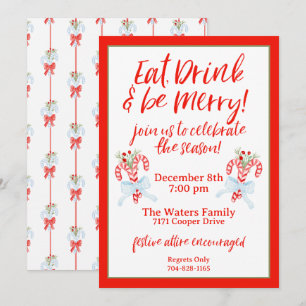 Invitation Boire et être joyeux - Fête de Noël Sucre de canne