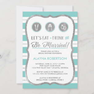 Invitation Boire et être marié Invitation, Faux Silver