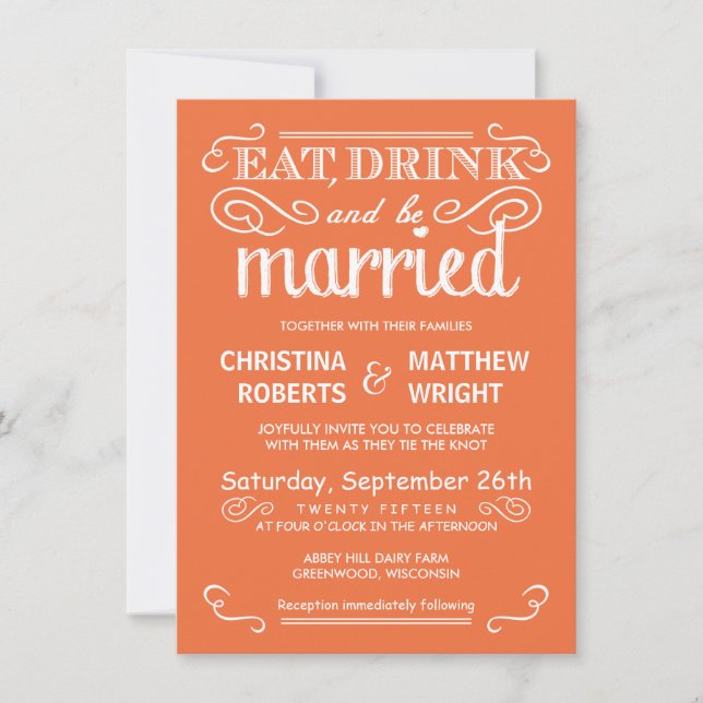 Invitation Boire et être marié Mariage russe - Orange (Devant)