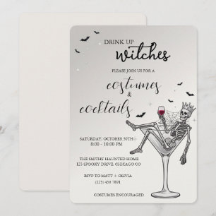 Invitation Boire Jusqu'à La Fin Sorcières Squelette Halloween