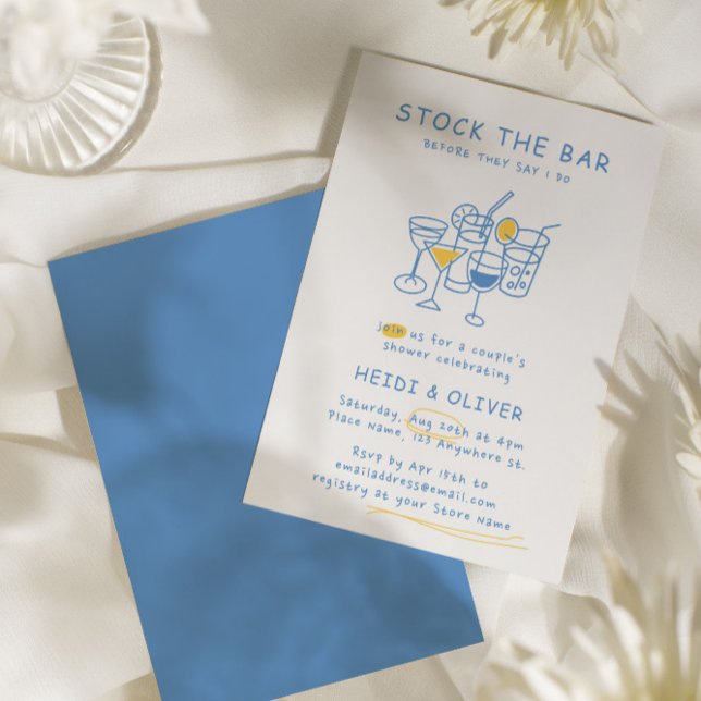 Invitation Boire moderne Croquis Stock Le Bar Couples Douche (Modern Drink Sketch Stock The Bar Couples Shower Invitation)
