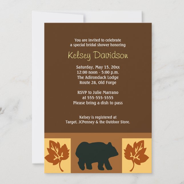 Invitation BOIRE Rustic Lodge style 5x7 Fête des mariées Invi (Devant)