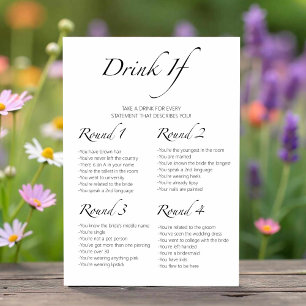 Invitation Boire Si Bachelorette Minimaliste Game Card