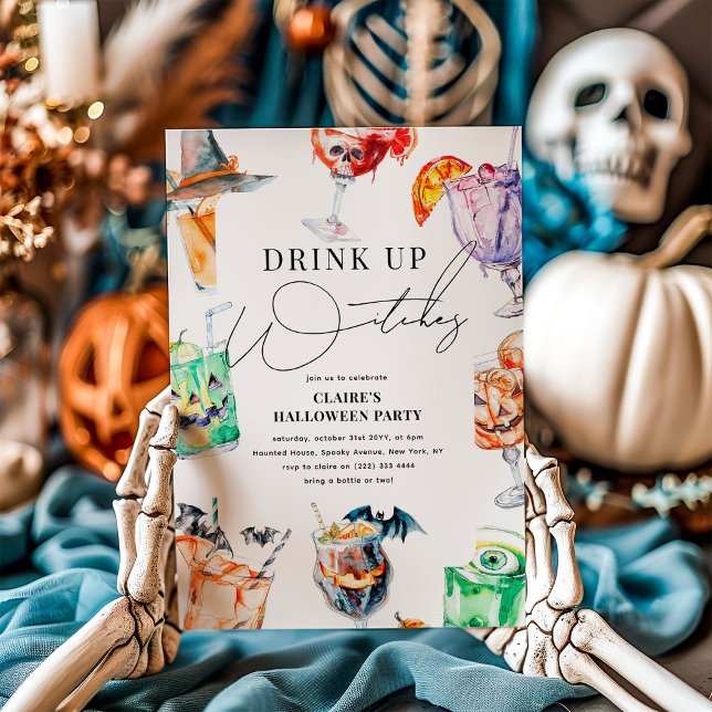 Invitation Boire UP Sorcières Amusants Adulte Halloween Party (Créateur téléchargé)
