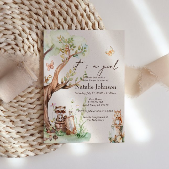 Invitation Bois Animaux Boho Girl Baby shower (Créateur téléchargé)