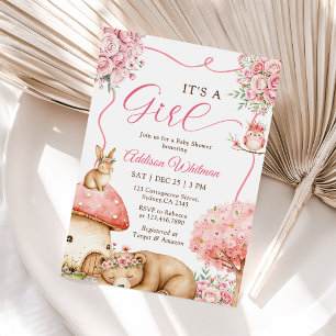 Invitation Bois Animaux Boho Girl Baby shower