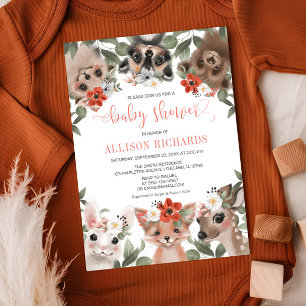 Invitation Bois animaux forêt amis fille baby shower