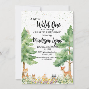 Invitation Bois animaux mignons renard sauvage un baby shower