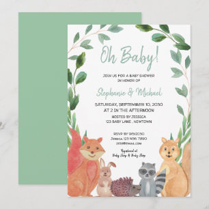 Invitation Bois Animaux Oh Baby Couples Baby shower
