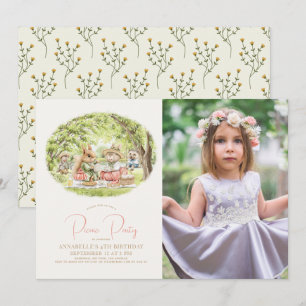 Invitation Bois Animaux Pique-nique Fille Anniversaire Photo
