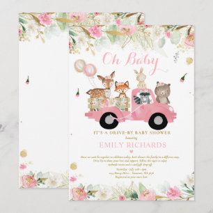 Invitation Bois Animaux Végétation Conduite Par Baby shower