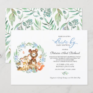 Invitation Bois Animaux Végétation Conduite Par Baby shower
