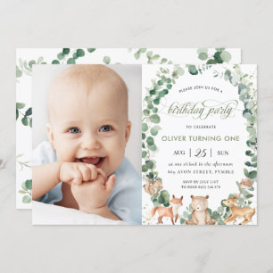 Invitation Bois Animaux Végétation Fête d'anniversaire Photo 