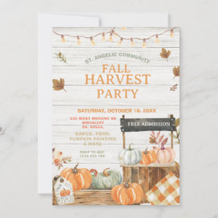 Invitation Bois Automne Récolte Citrouille Église Pique-nique