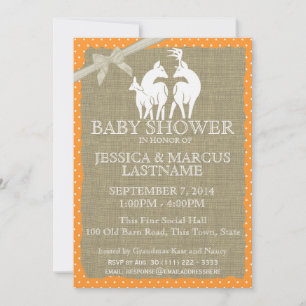 Invitation Bois Baby shower cerfs et burlap