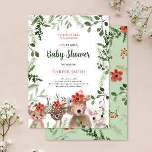 Invitation Bois Baby shower Forêt Animaux Végétation