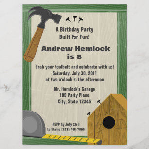 Invitation Bois Bâtiment Fun Anniversaire
