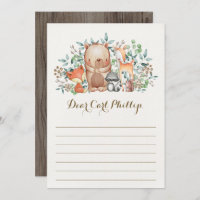 Bois Bébé Animaux / Time Capsule Message Card