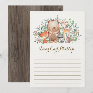 Invitation Bois Bébé Animaux / Time Capsule Message Card