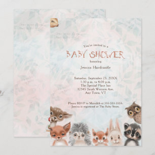 Invitation Bois Bébé Animaux Whimsical