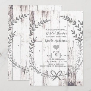 Invitation Bois blanc Rustique Ferme Campagne Fête des mariée