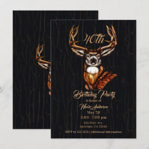 Invitation Bois Bois Cerf Rustique Pays Fête d'anniversaire
