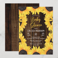 Bois boisé rustique | Baby shower fille tournesol 
