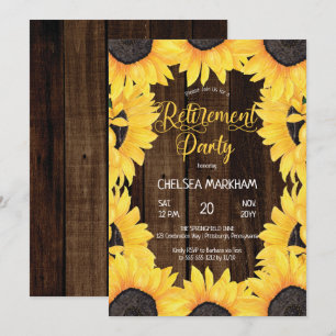 Invitation Bois boisé rustique Sunflower Retirement Party