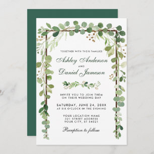 Invitation Bois botanique mariage Eucalyptus vert