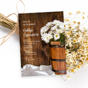 Invitation Bois Bouche Blancs Marguerites Quinceañera Barn Pa