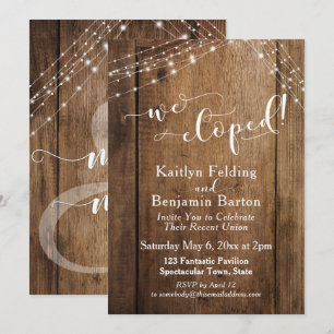 Invitation Bois Brown rustique & Lumières Nous Avons Été Célé