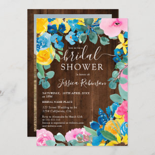Invitation Bois brun rustique floral photo nuptiale