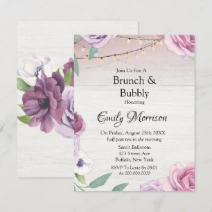 Invitation Bois Chaîne Lavande Légère Peony Brunch et Bubbly