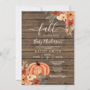 Invitation Bois Chute En Amour Boho Floral Citrouille Baby sh